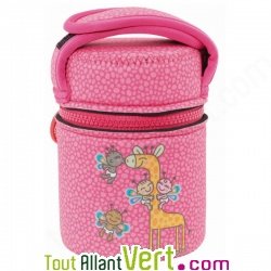 Lunch Box isotherme inox avec housse rose Girafes et b�b�s papillons, 0,5L