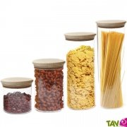 Bocal verre pour conservation alimentaire, couvercle en bois