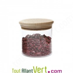 Bocal verre pour conservation alimentaire, couvercle en bois