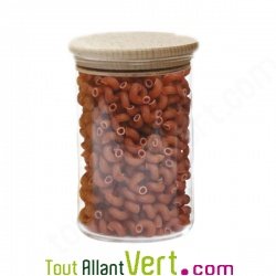 Bocal verre pour conservation alimentaire, couvercle en bois