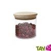 Bocal verre 0,5L couvercle en bois pour conservation alimentaire, 10,5cm