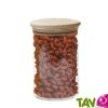 Bocal verre 0,8L couvercle en bois pour conservation alimentaire, 15,5cm