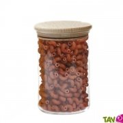 Bocal verre 0,8L couvercle en bois pour conservation alimentaire, 15,5cm