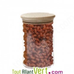 Bocal verre 0,8L couvercle en bois pour conservation alimentaire, 15,5cm