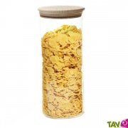 Bocal verre 1,4L couvercle hermtique en bois de htre, conservation alimentaire