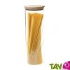Bocal verre 1,8L couvercle bois pour conservation des aliments en vrac 30cm