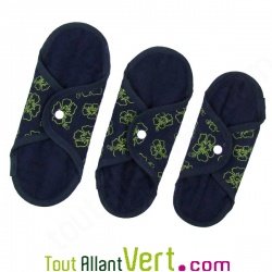 Serviette hygi�nique lavable en coton biologique, mod�le Ibiscus