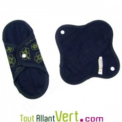 2 Serviettes hygi�niques lavables en coton biologique, Maxi, Mod�le Ibiscus