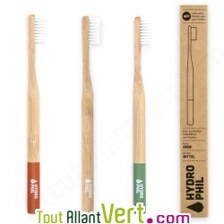 Brosse � dents durable en bambou, poils nylon medium