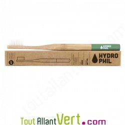 Brosse � dents en bambou, Vert, poils nylon medium