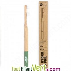 Brosse � dents en bambou, Vert, poils nylon medium