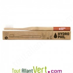 Brosse � dents en bambou, Rouge, poils nylon medium