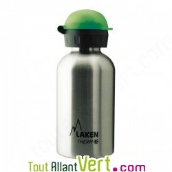 Gourde inox isotherme enfant 0,35 litre avec Housse de protection verte Fruits