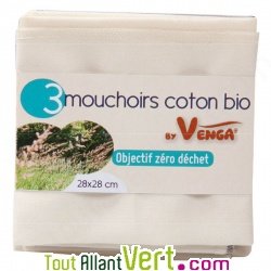 Lot de 3 mouchoirs en coton bio, 28x28cm