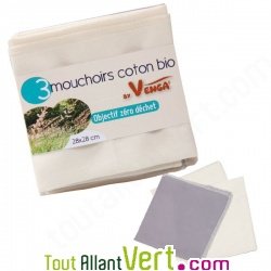 Lot de 3 mouchoirs en coton bio, 28x28cm