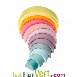 Grand tunnel couleurs pastels bois empilable, 12 pi�ces, 38 cm