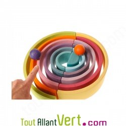 Grand tunnel couleurs pastels bois empilable, 12 pi�ces, 38 cm