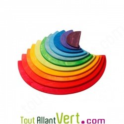 11 demi-cercle en bois couleurs arc en ciel