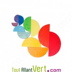 11 demi-cercle en bois couleurs arc en ciel