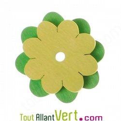 Lot 2 Fleurs � tricoter en bois, tons verts, Grimm\'s, 4+