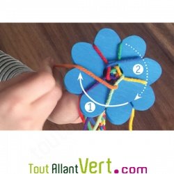 Lot 2 Fleurs � tricoter en bois, tons verts, Grimm\'s, 4+