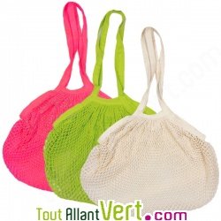Sac filet � provisions avec longues anses, coton bio
