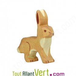 Lapin en bois � l\'aff�t 7x5 cm