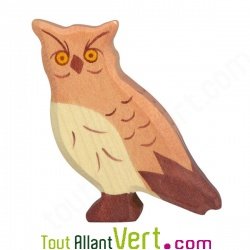 Hibou en bois, grande figurine 6,5 cm