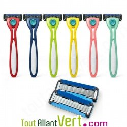 Rasoir recycl� Vert 5 Lames rechargeable + 1 lame de rechange