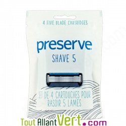 4 Recharges de rasoir recycl� 5 lames de Preserve
