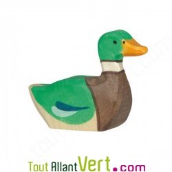 Canard colvert en bois qui nage 7 cm, Holztiger