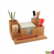 Porte-crayon en bois 5 compartiments 21.5x16cm