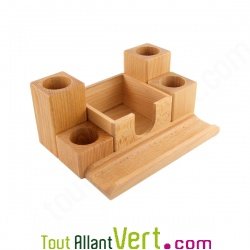 Porte-crayon en bois 5 compartiments 21.5x16cm