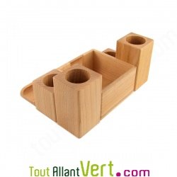 Porte-crayon en bois 5 compartiments 21.5x16cm