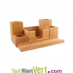 Porte-crayon en bois 5 compartiments 21.5x16cm