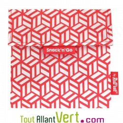 Pochette go�ter rouge r�utilisable et lavable ferm�e par velcro 18cm pour emporter son encas