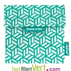 Pochette go�ter vert r�utilisable et lavable ferm�e par velcro 18cm pour emporter son encas