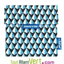 Pochette goter bleu rutilisable et lavable ferme par velcro 18cm pour emporter son encas