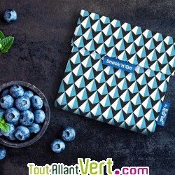 Pochette goter bleu rutilisable et lavable ferme par velcro 18cm pour emporter son encas