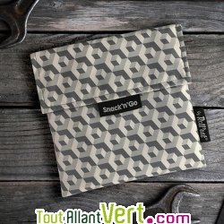 Pochette goter grise rutilisable et lavable ferme par velcro 18cm pour emporter son encas