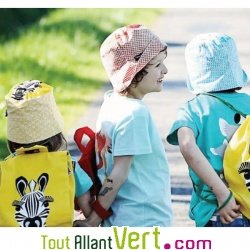 Chapeau Bob enfant Girafe rouge en coton biologique