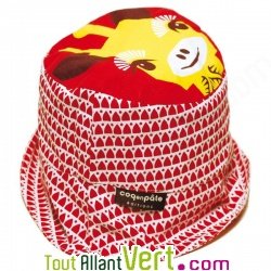 Chapeau Bob enfant Girafe rouge en coton biologique