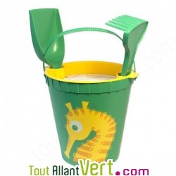 Set de plage �cologique Hippocampe (pelle, rateau, seau, tamis), 2 ans+