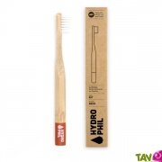Brosse � dents enfant en bambou, rouge, poils nylon doux