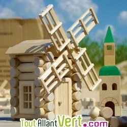 Moulin, jeu de construction en bois 47 pi�ces