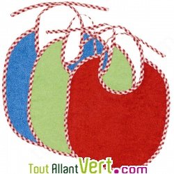 Bavoir en �ponge de coton biologique Vert, 30 x 28 cm