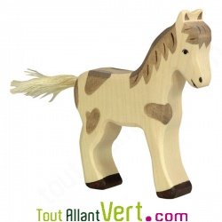 Poulain marron en bois 12 cm, Holztiger