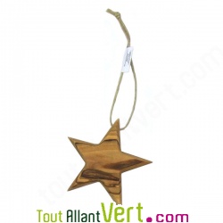 Etoile en bois d\'olivier naturel, d�co de No�l