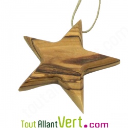 Etoile en bois d\'olivier naturel, d�co de No�l