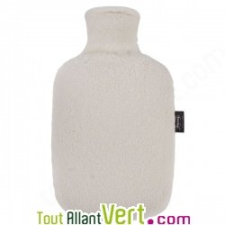 Bouillotte � eau Bio-plastique et Housse polaire recycl� Cr�me, 1,6 litres